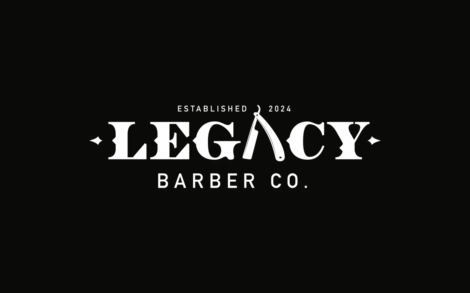 Legacy Barber Co. main logo in white on black