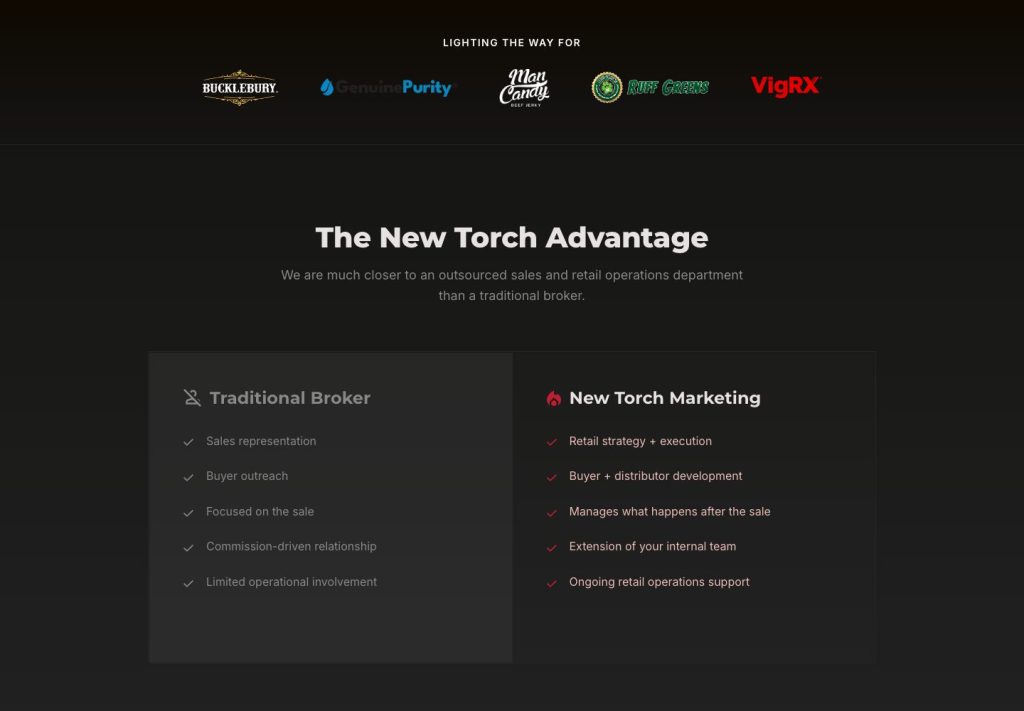 The New Torch Advantage comparison section