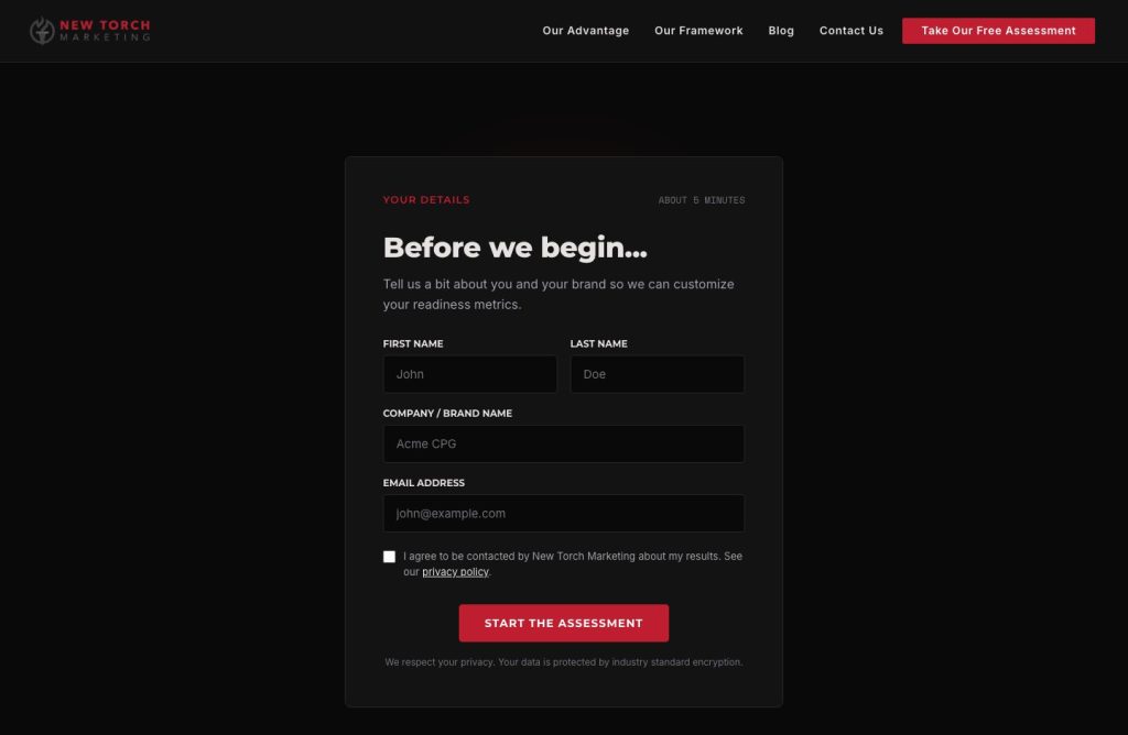 Retail readiness assessment sign-up step