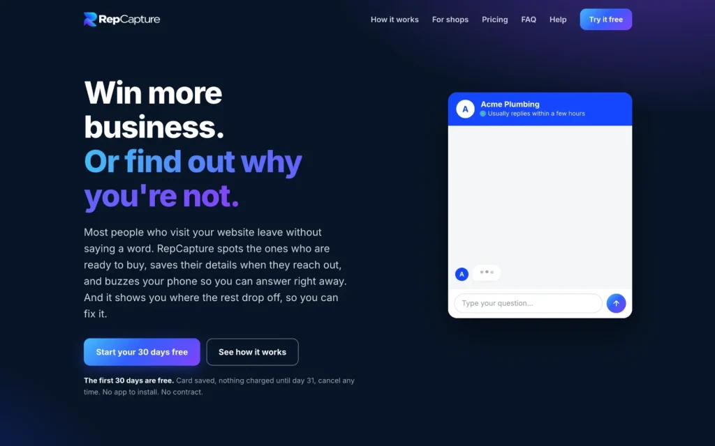 RepCapture website homepage