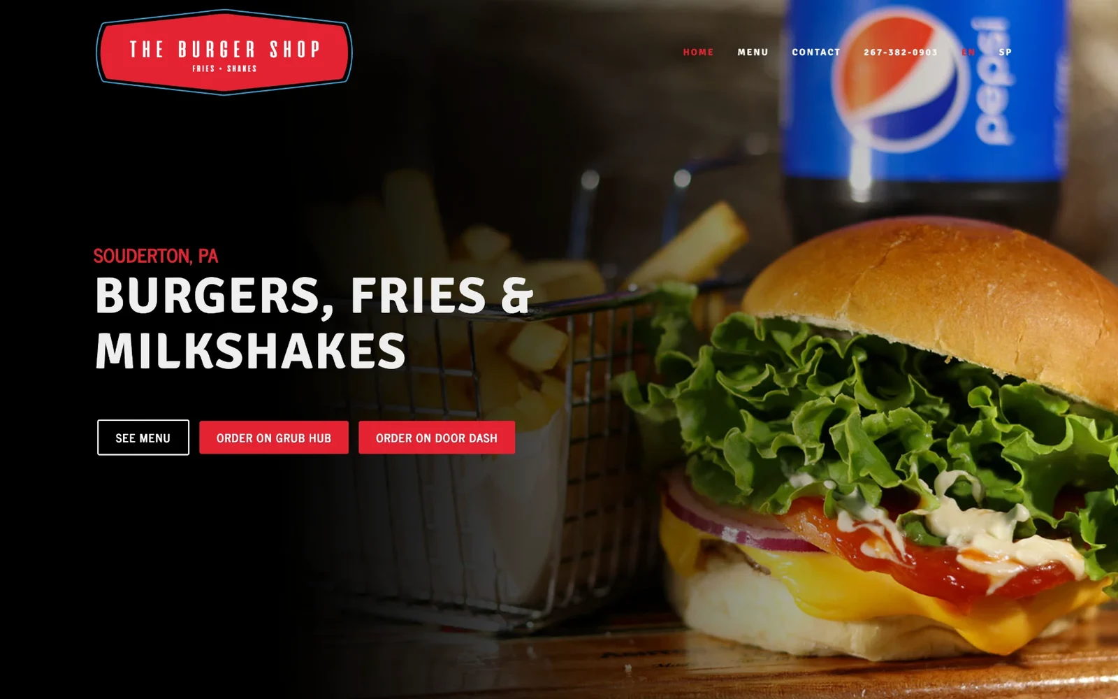 The Burger Shop website homepage